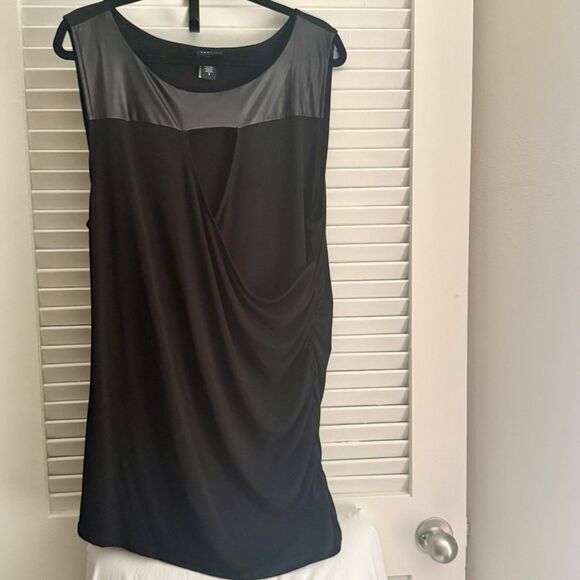 TORRID Black Bodycon Dress Faux Leather Trim Moto LBD Biker Punk Size 3x - Picture 2 of 6